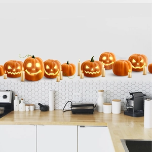 Halloween Jack-o'-lantern and candle wall stickers for festive room decoration