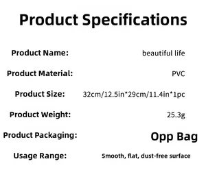 Specifications table for Sun Face wall decal showing 32x29cm PVC material and dimensions