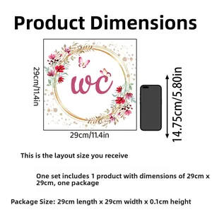 Detailed view of WC floral wall sticker measuring 29cm by 29cm with size reference