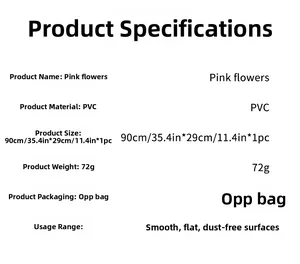 Spécifications du produit pour sticker mural fleurs roses en PVC de taille 90x29cm