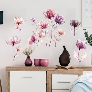 Kit de stickers muraux floraux roses artistiques pour la décoration du salon