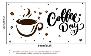 Macro view of Coffee Day wall sticker dimensions showing cup and coffee bean details