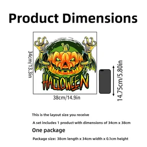 Halloween evil pumpkin wall sticker with demon claws and dimensions 34cm x 38cm