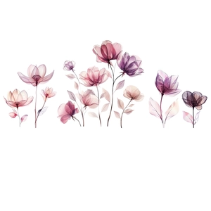 Stickers muraux fleurs roses style rayons X avec motifs floraux translucides de déco