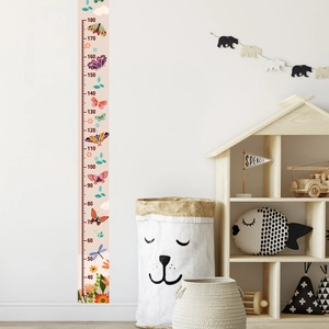 Kids butterfly height growth chart wall sticker featuring insects and flowers 30-180cm