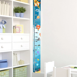 Detailed scale of cartoon height wall sticker from 30cm to 180cm with ocean and space theme
