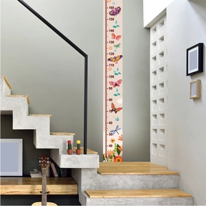 Childrens butterfly and flower height chart wall sticker measuring from 30cm up to 160cm