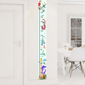 Detailed cute dinosaur height measurement wall sticker for kids bedroom decor