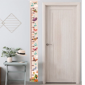 Butterfly Floral Height Growth Chart Wall Sticker For Kids Room Waterproof Removable Height Ruler Measurement Decal Home Decor