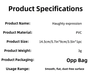 Specifiche adesivi in PVC Haughty expression con dimensioni 14,5x9cm e peso di 3g