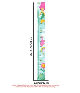 Sticker vertical de croissance sirène et flamant rose pour enfants de 30cm à 180cm
