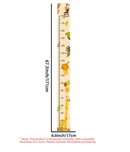 Vertical giraffe and lion height chart wall sticker for kids with 30-180cm scale