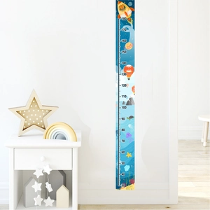 Vertical wall height chart with ocean to space theme for kids room decor 30-180cm