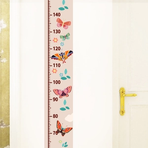 Detail of butterfly growth chart wall sticker showing height scale from 70cm to 140cm