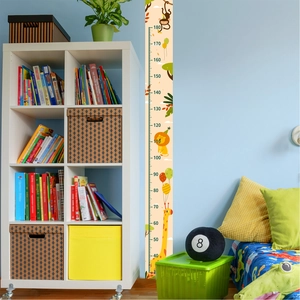 Cute giraffe height chart wall sticker with jungle animals for kids room decor