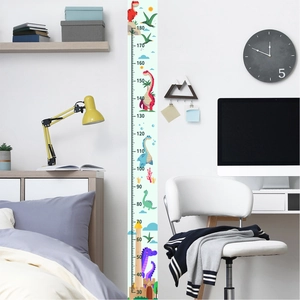 Realistic cartoon dinosaur height wall sticker for kids room decor with 30-180cm scale