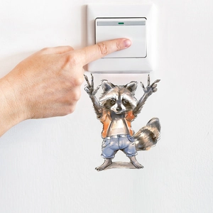 Adesivo per interruttore con procione cartone animato per decorazioni murali casa