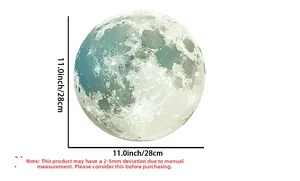 Detail showing 28cm moon wall sticker dimensions and realistic lunar surface texture