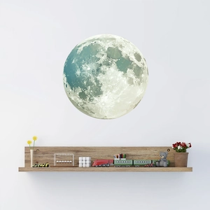 Realistic Moon Wall Sticker PVC Removable Circular Earth Celestial Body Decor For Living Room Bedroom Nursery Home Background