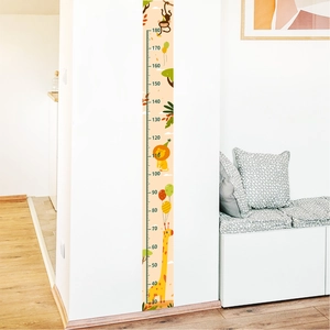 Cartoon giraffe animal height chart wall sticker for kids bedroom decor 30-180cm