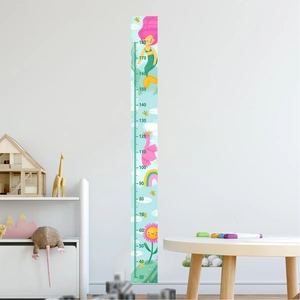 Sticker Mural Toise Tableau De Croissance Sirène Flamant Rose Dessin Animé Pour Chambre Enfant PVC Mesure Échelle Décalcomanie