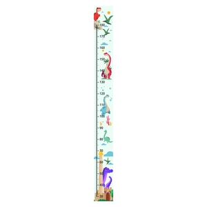 Cute cartoon dinosaur height measurement wall sticker for kids room with colorful castle