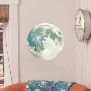 Realistic full moon wall decal featuring detailed lunar surface texture for home decor