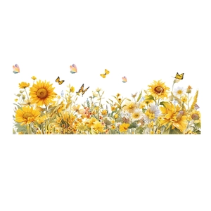 Watercolor sunflower and butterfly wall stickers for DIY home and bedroom decoration