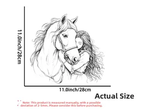 Dettaglio adesivo murale donna e cavallo con indicazione delle dimensioni 28x28 cm