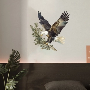 Self-adhesive watercolor eagle wall sticker with olive branch for home bedroom decor