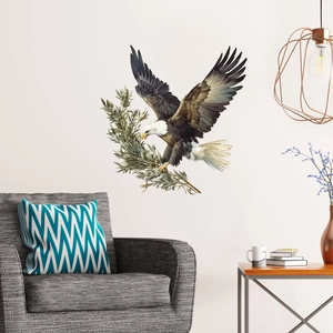 Watercolor eagle wall decal with olive branch sticker for living room home decor