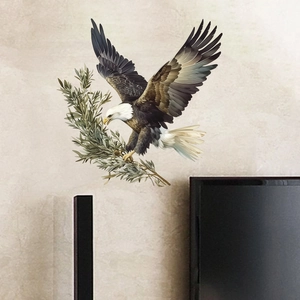 Artistic Watercolor Bald Eagle Holding Olive Branch Wall Sticker Waterproof PVC Decal For Living Room Bedroom Office Decor