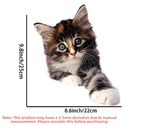 Detailed dimension guide for 25x22cm cute long-haired cat toilet sticker bathroom decal
