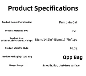 Size specifications for Pumpkin Cat PVC wall sticker showing 38x45cm dimensions and details