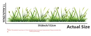 Detailed size chart showing 152x29cm green grass wall decal dimensions for room decor