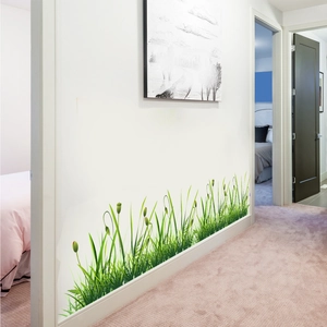 Green grass wall sticker decals for home bedroom and living room skirting decoration
