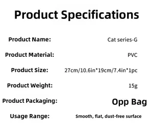 Detailed specifications for the PVC cat wall sticker including dimensions and material
