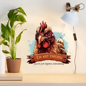 Funny rooster wall decal with slogan I'm Not Chicken for kitchen and home decor