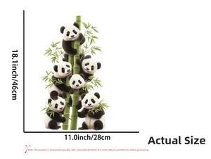 Detailed view of cute panda and bamboo wall sticker with 28x46cm dimensions label