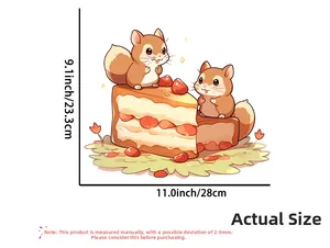 Tableau des tailles du sticker mural écureuil mignon, largeur 28cm et hauteur 23,3cm
