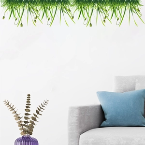 Green grass and flower buds wall stickers for home bedroom and living room decoration