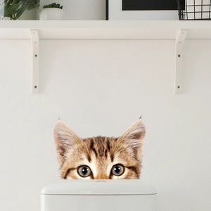 Detailed 3D creative ginger cat wall sticker with realistic fur and expressive eyes