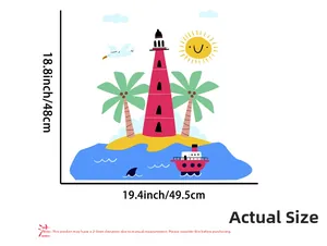 Island lighthouse wall decal dimensions showing 49.5cm width and 48cm height size