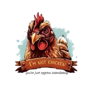 Vibrant rooster wall sticker with humorous English text I'm Not Chicken quote decoration