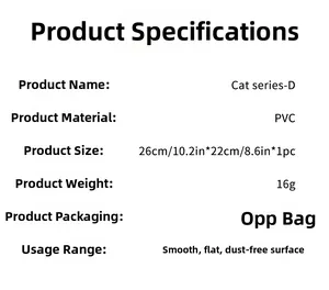 Detailed specifications for DIY cat toilet wall sticker in PVC material with dimensions