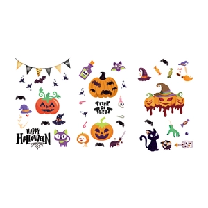 Halloween wall stickers set featuring pumpkins, bats and ghosts for home decoration