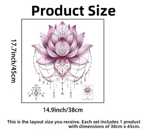 Tableau des tailles du sticker mural mandala lotus violet mesurant 38cm sur 45cm
