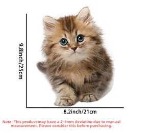 Detail of 21x25cm cute cat wall sticker with blue eyes and dimension markings