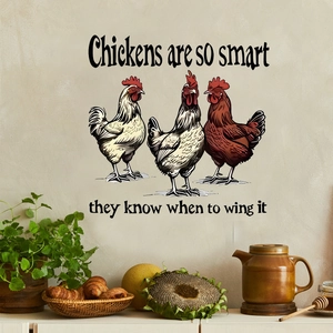 Farmhouse Rooster Wall Sticker PVC Chicken Decal With Humor Quote For Kitchen Dining Room Home Decor Removable Art Wall Mural