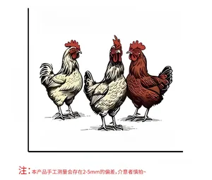 Detailed size chart showing 14.5 inch rooster wall decals for kitchen decoration
